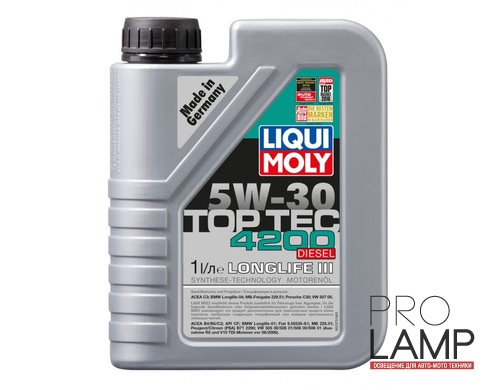 LIQUI MOLY Top Tec 4200 Diesel 5W-30 — НС-синтетическое моторное масло 1 л.: motornoe maslo liqui moly top tec 4200