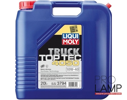 LIQUI MOLY Top Tec Truck 4050 10W-40 — НС-синтетическое моторное масло 20 л.: motornoe maslo liqui moly top tec truck