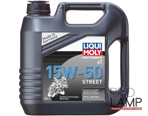 LIQUI MOLY Motorbike 4T 15W-50 Street — НС-синтетическое моторное масло для 4-тактных мотоциклов 4 л. — общий вид